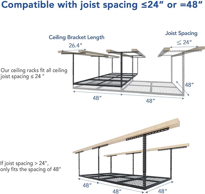 FLEXIMOUNTS 4x8 Overhead Garage Storage Rack, Adjustable Garage Storage - Image 2