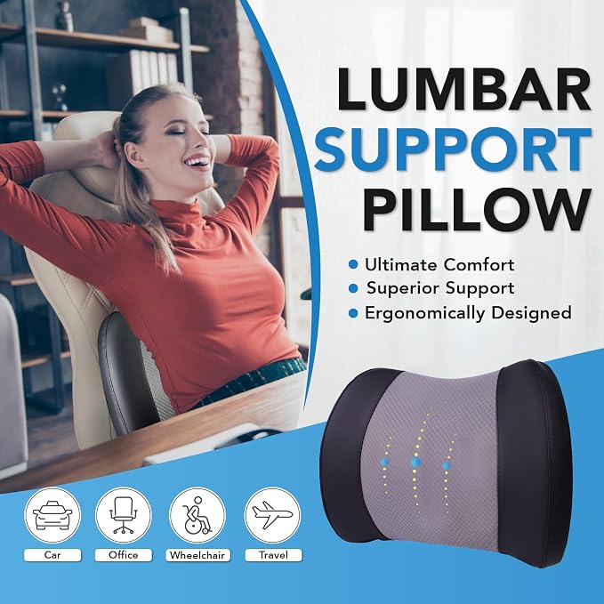 Lumbar Support Pillow for Car, Memory Foam Lumbar Pillow for Lower Back Pain - Image 2