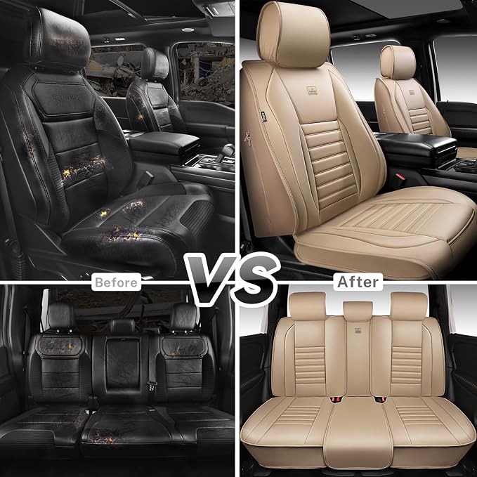 CAR PASS Nappa Leather Car Seat Covers Full Set, Luxury Seat Protector - Image 8