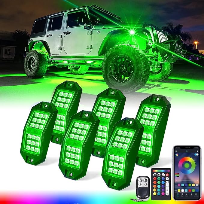 Xprite RGB LED Rock Lights Wide Angle Bluetooth Multicolor Neon Lighting by XPRITE