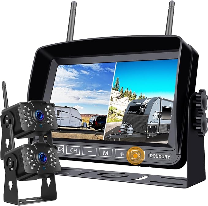 FHD 1080P 2 Digital RV Wireless Backup Camera System by DOUXURY