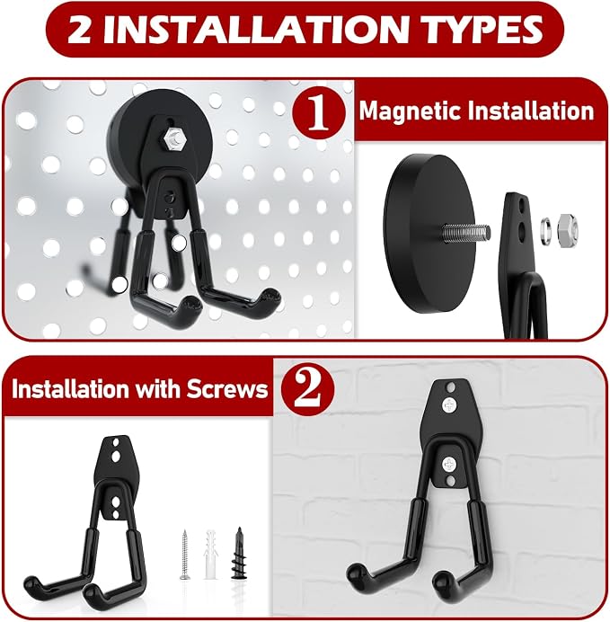 3-H Heavy Duty Magnet Garage Hooks 4 Pack, Large Strong Magnetic Hooks - Image 2