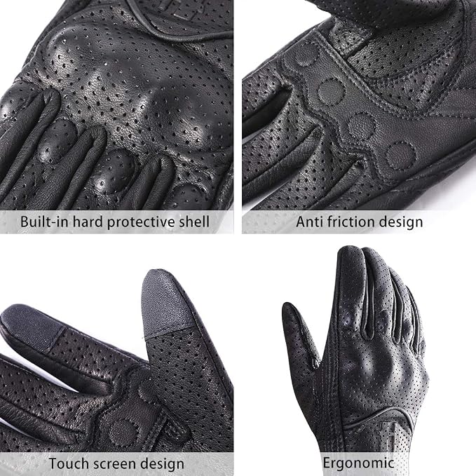 Harssidanzar Leather Motorcycle Gloves - Image 2