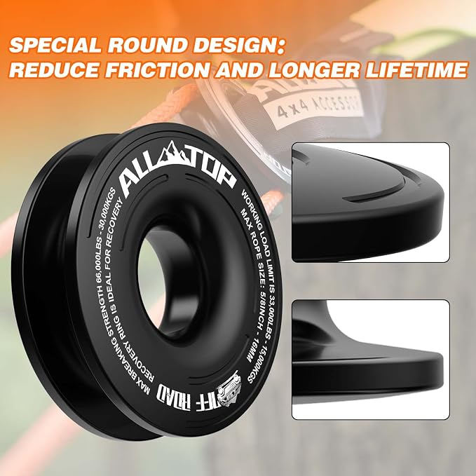 ALL-TOP Recovery Ring 66000 LBS Winch Snatch Towing Ring, Tackle Pulley System - Image 3