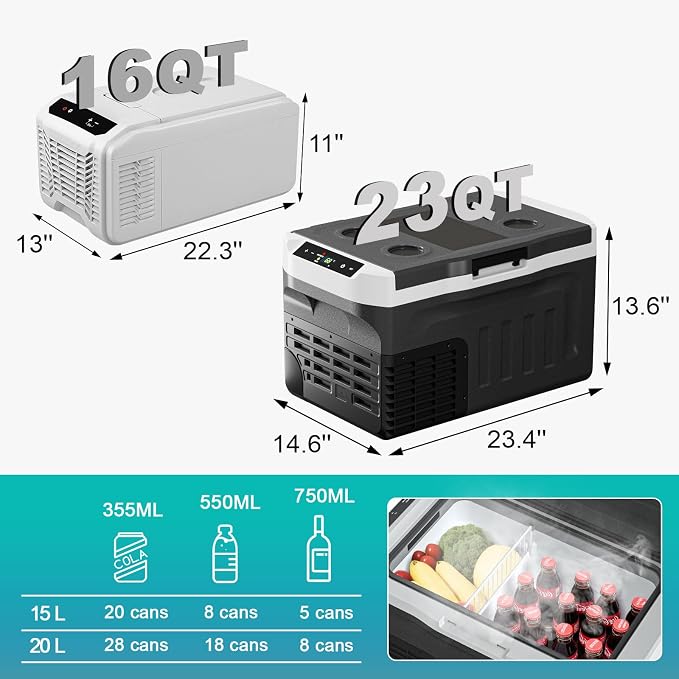 Eeivess 12 Volt Refrigerator, 16QT Portable Freezer Compressor Cooler, 12/24V - Image 4