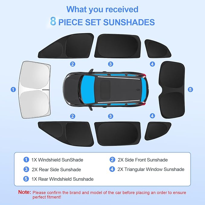 8pcs Car Window Shades for Honda CR-V 2023 2024 2025 Accessories, Windshield - Image 3