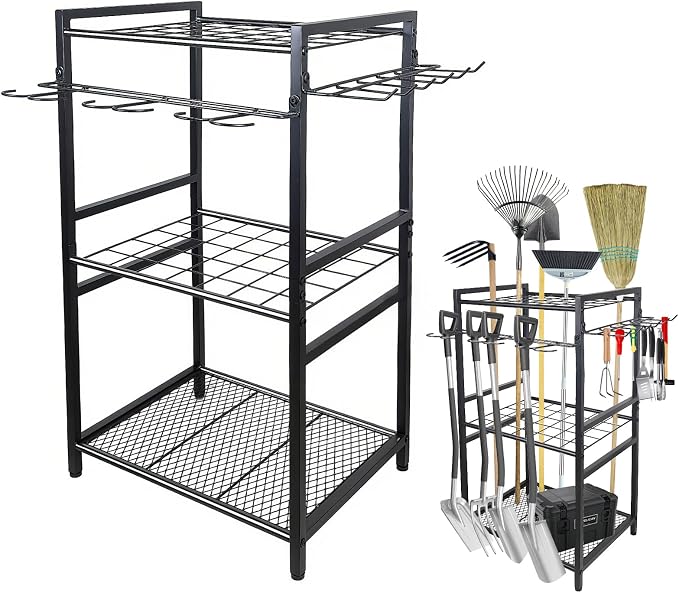 3 Tier Garden Tool Organizer, Yard Tool Tower Rack, Tool organizer up to 78 by CROSDE