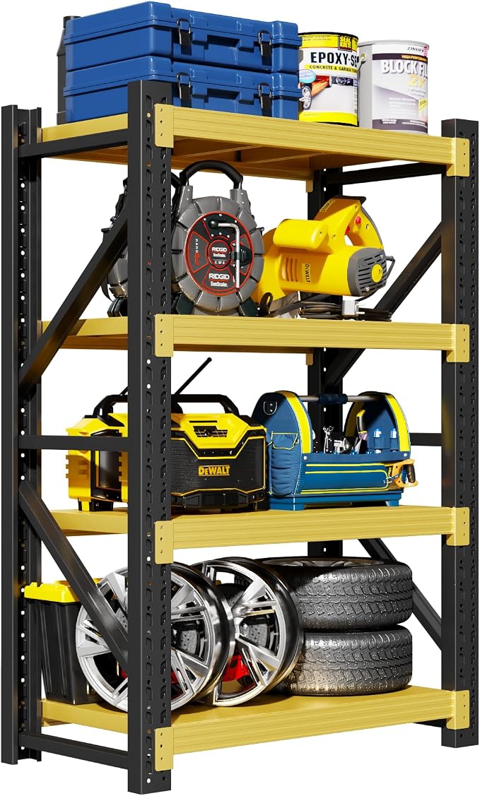 Garage Shelving Unit, 4 Tier Heavy Duty Racks, Easy Assembly, Metal Racks by Pokoke