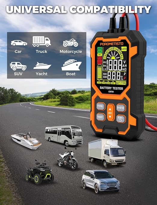 12V 24V Car Battery Tester, POROMETISTO CBT01 Automotive Battery Checker - Image 8