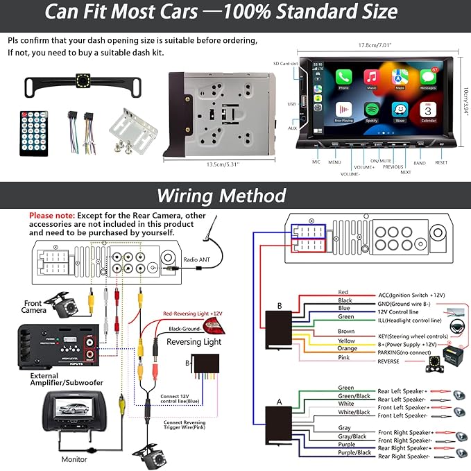 7 Inch Double Din Car Stereo Support Apple CarPlay Android Auto Mirror Link - Image 6
