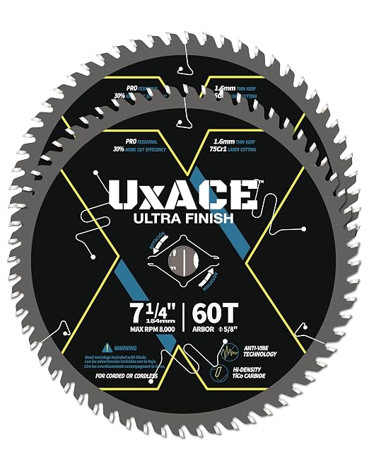 7-1/4-Inch 60-Tooth Circular Saw Blade by UXACETOOLS