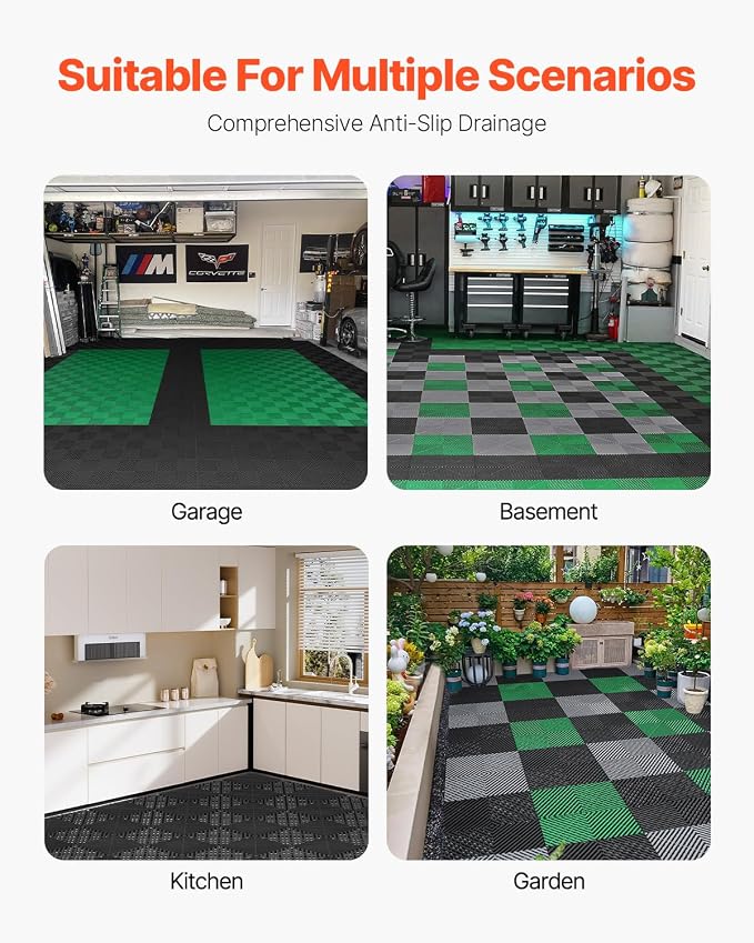 VEVOR Interlocking Drainage Mat, 12” x 12” Modular Interlocking Cushion - Image 6