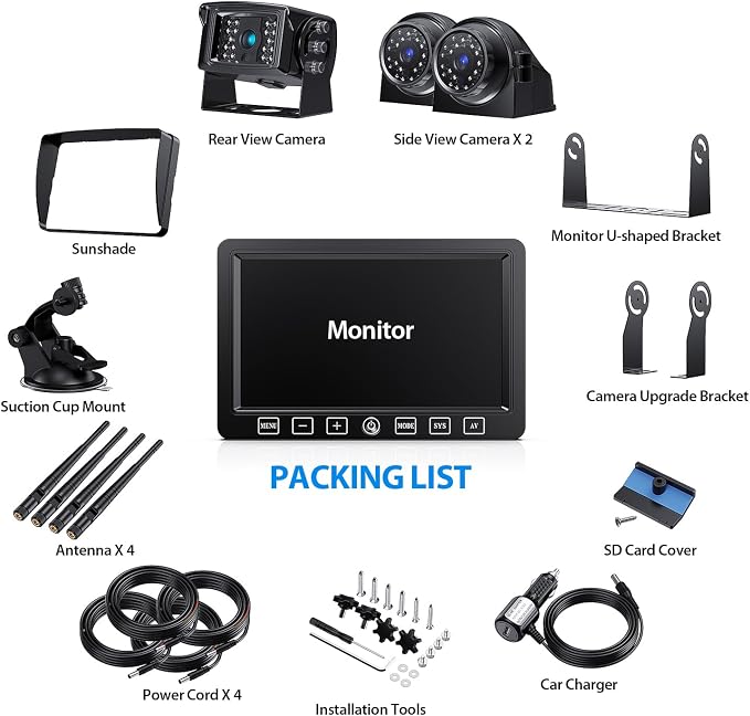 Wireless Backup Camera with 7 Inch DVR Quad Split Monitor - Image 7