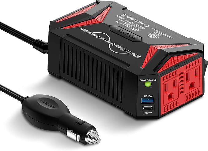 BESTEK 300Watt Pure Sine Wave Power Inverter Car Adapter DC 12V to AC 110V by BESTEK