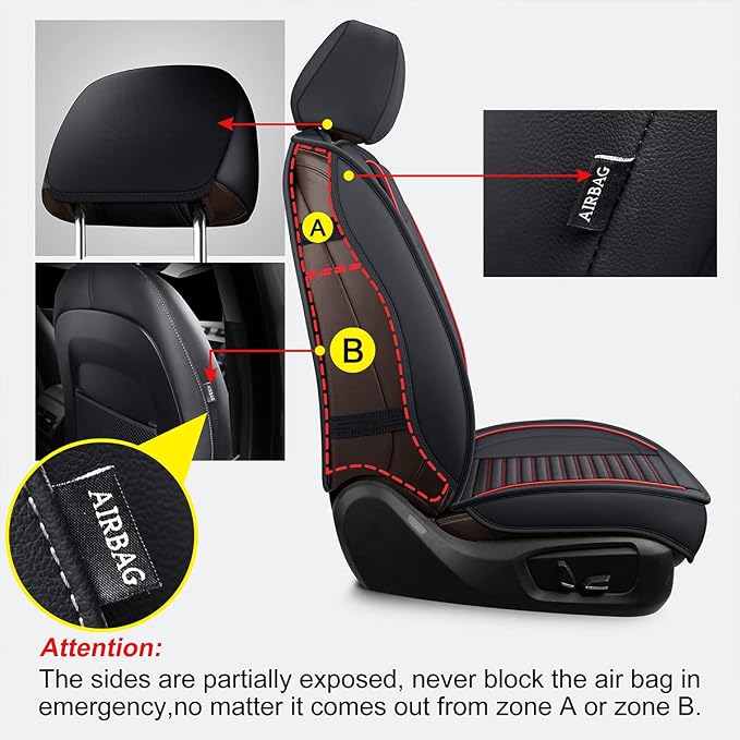 LINGVIDO Car Seat Covers, Breathable and Waterproof Faux Leather Automotive - Image 4