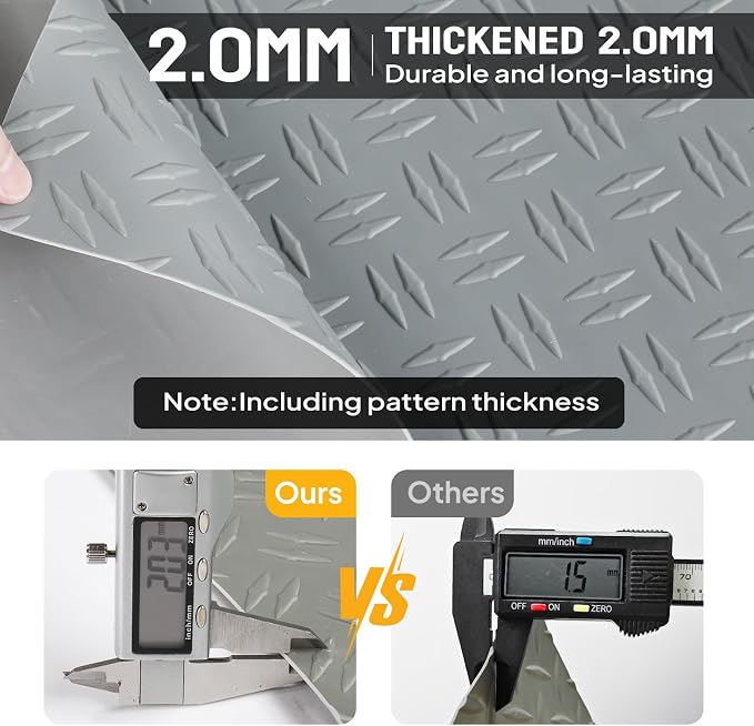 TUFFIOM 7.5 x 17 FT Garage Floor Mat, Thickened Diamond Plate PVC Garage Mats - Image 5