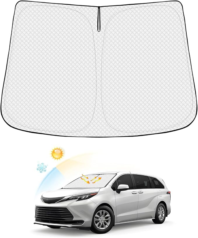 Windshield Sun Shade for Toyota Sienna 2021-2025 2026 Accessories Thicken by Canvcle