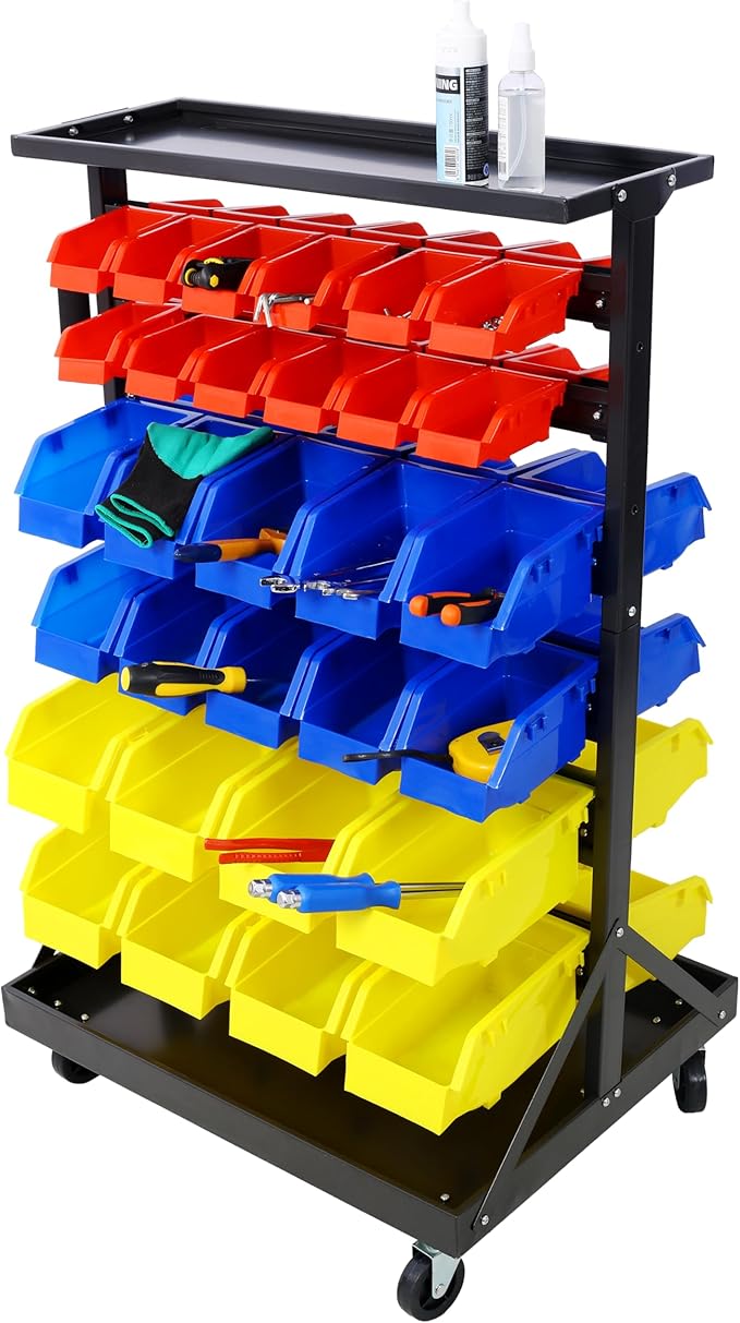 60 Parts Bin Rack Garage Storage Unit 6 Tiers System Steel Shelf by Sybrioka