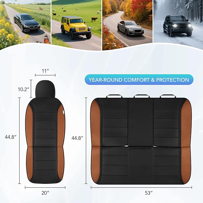 Road Comforts Leather Seat Covers, Breathable Car Seat Covers Full Set - Image 7