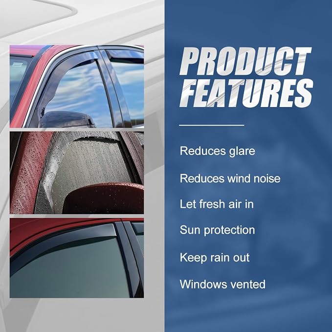 Auto Dynasty 4Pcs Carbon Fiber Pattern Window Visors Compatible - Image 4