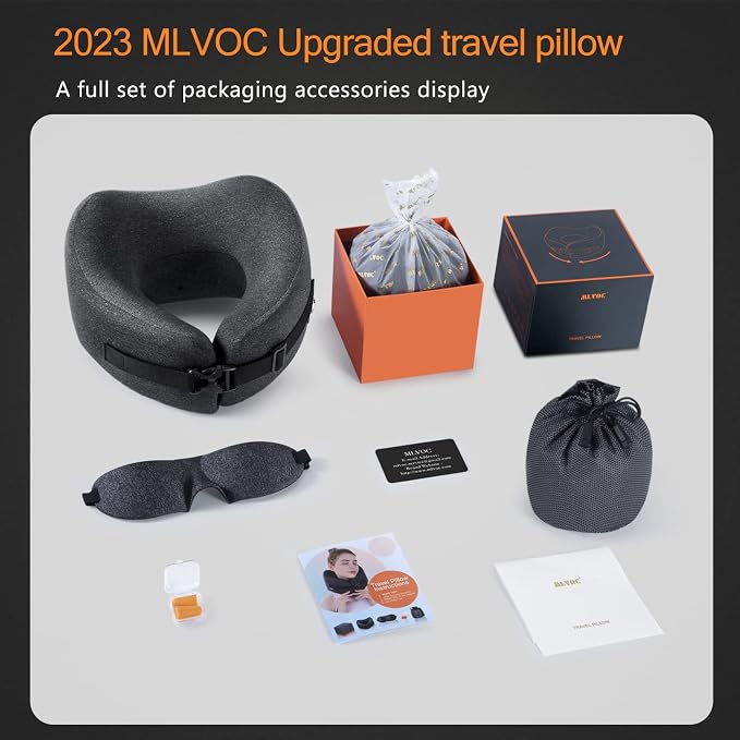 MLVOC Travel Pillow Memory Foam Neck Pillow, Adjustable Comfort Breathable Cover - Image 6