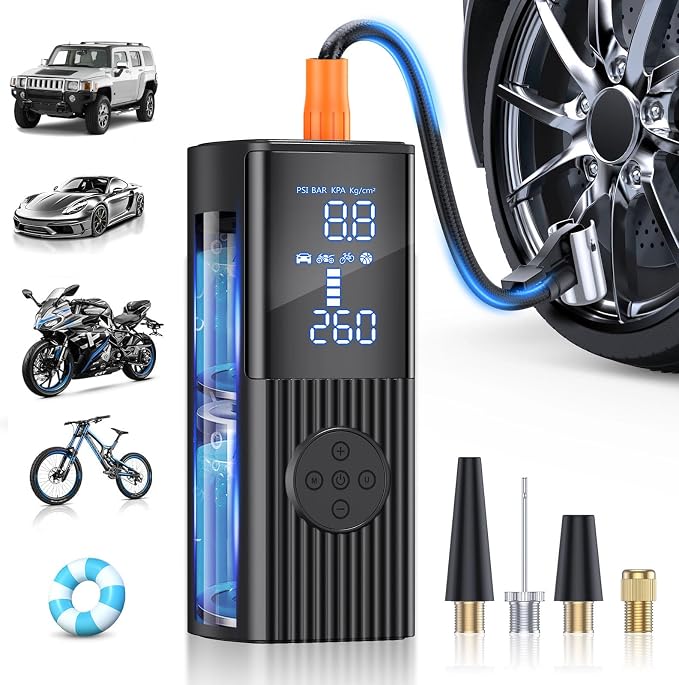 Tire Inflator Portable Air Compressor, 180PSI Portable Air Compressor by hafuloky
