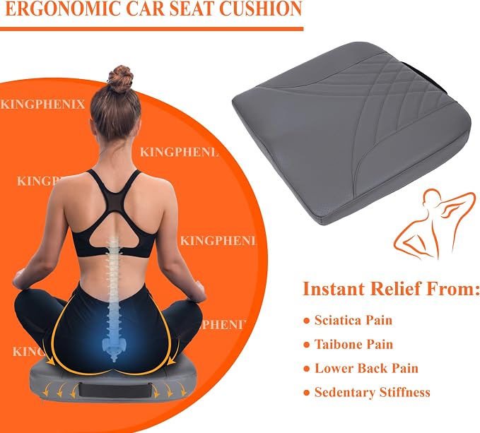 kingphenix Premium Car Seat Cushion, Memory Foam Driver Seat Cushion to Improve - Image 3
