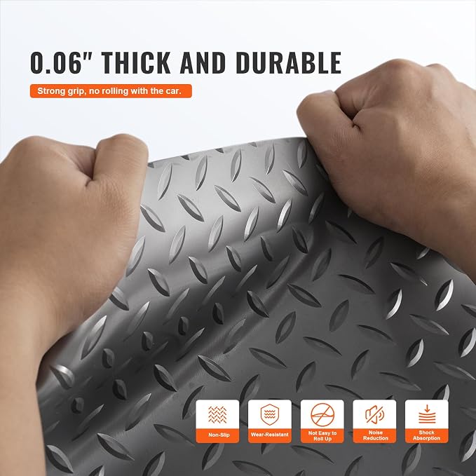 VEVOR Floor Mat, 13 x 4.9 FT PVC Flooring Roll, Non-Slip Diamond Texture - Image 3