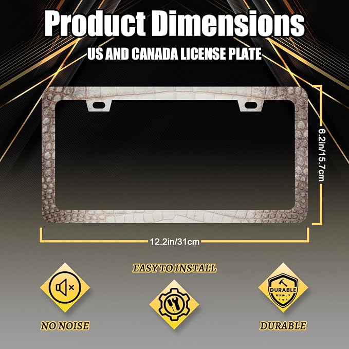 Crocodile Skin Print License Plate Frame Cool Animal Texture License Plate - Image 2