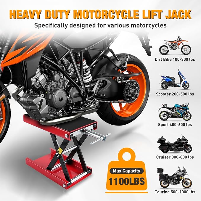 Nilight Motorcycle Lift Jack 1100 LBS Scissor Jack Stand Lift from 3.4" to 14.2" - Image 2