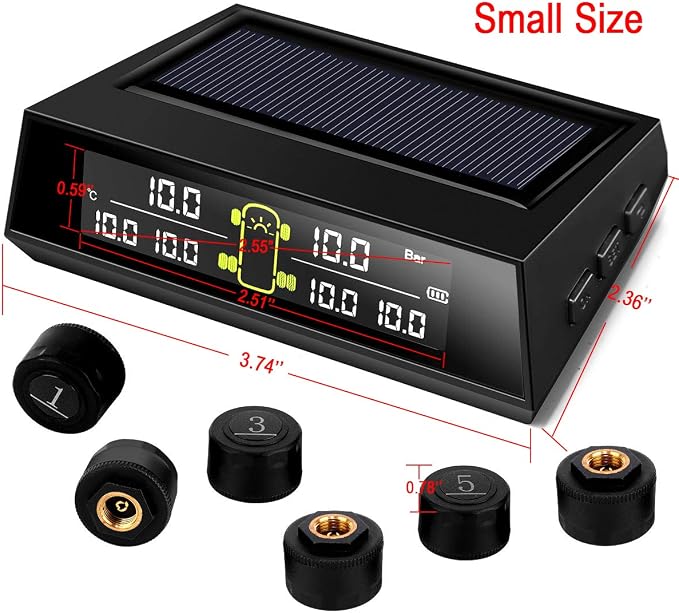 RV TPMS Tire Pressure Monitoring System, TS200 Solar Wireless TPMS - Image 2