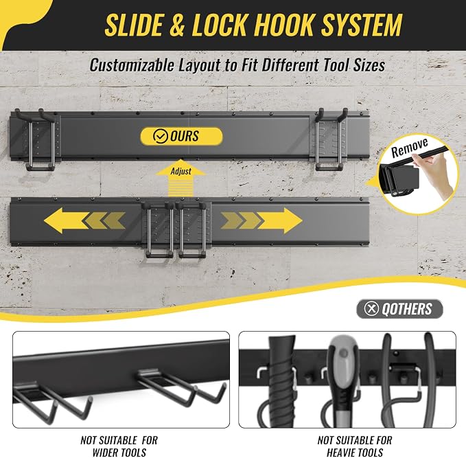 Garage Tool Rack Wall Mount – 48 inches Heavy-Duty Garden Tool Holder - Image 6