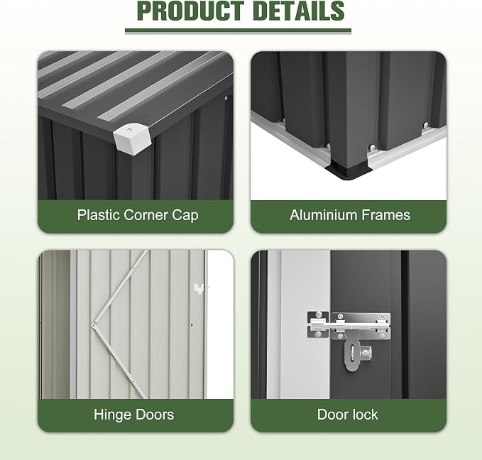 6x4 FT Outdoor Storage Shed, Metal Shed - Image 12