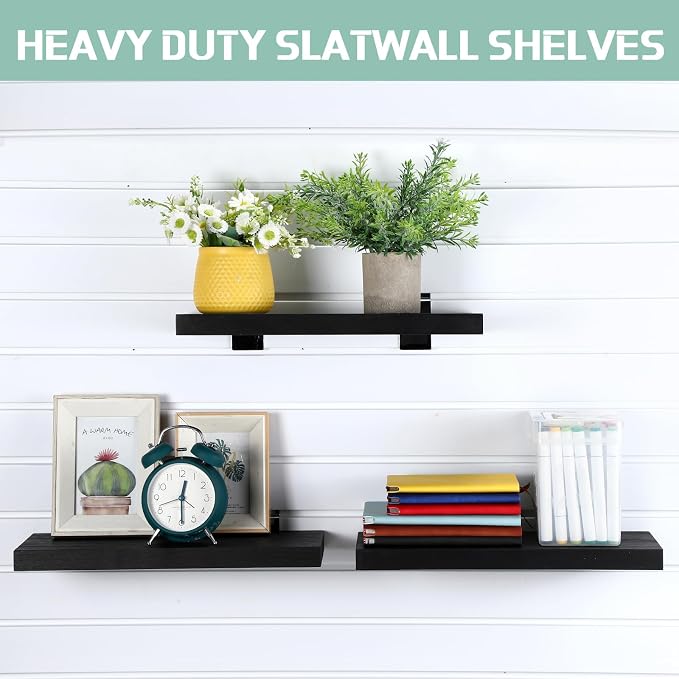 4 Pack Wooden Slatwall Shelf, 16.1" D x 6.7" W x 1.1" H Slatwall Shelves - Image 4