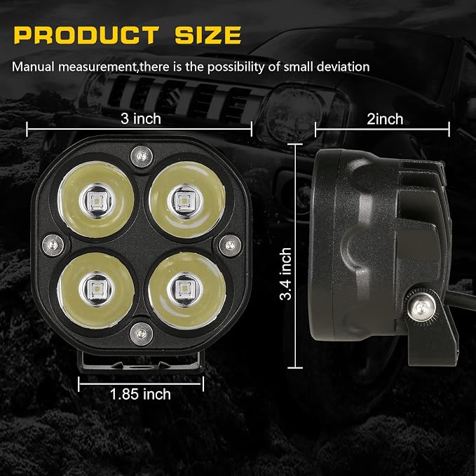 BIGLION.X LED Cubes, 3 Inch Pair 80W LED Driving Pods Spot Beam Off Road Fog - Image 6