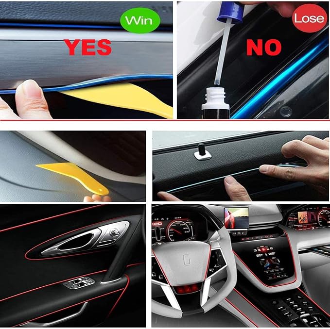 El Wire Yellow Interior Car LED Strip Lights, 10M Neon Wire USB 5V - Image 6