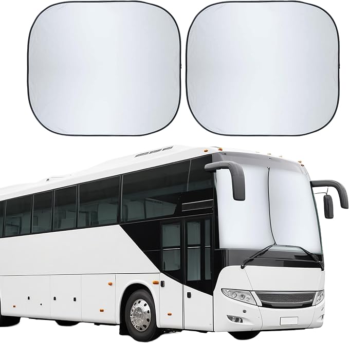EcoNour 2-Piece Foldable Spring RV Windshield Sunshade, Reflective 240T Polyster by EcoNour
