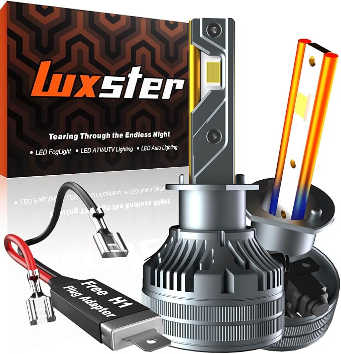 LUXSTER | Punisher H1 LED Bulbs, H1 Plug Adapters Included, 40000LM Ultra Bright by Luxster