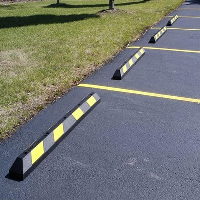 Heavy Duty Rubber Parking Curb Target High Reflective Yellow Safety Stripes - Image 8