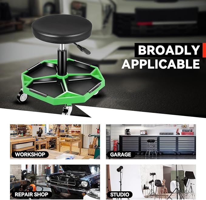 Auto Dynasty Mechanic Stool, Adjustable Rolling Pneumatic Creeper Garage Shop - Image 5