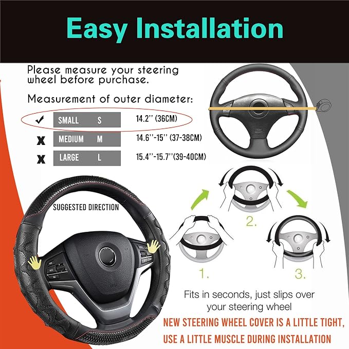 PINCTROT Small Size Steering Wheel Cover Great Grip - Image 6