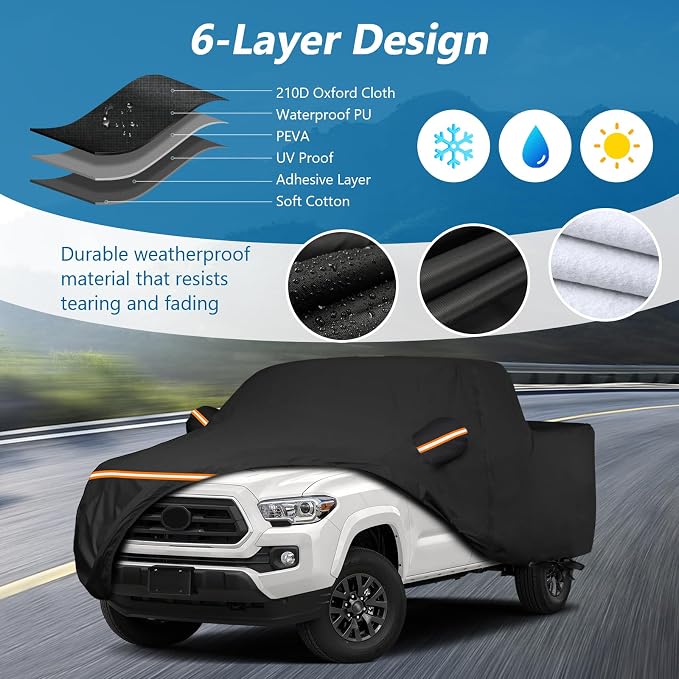 Waterproof Car Covers for Toyota Tacoma Double Cab-6ft Bed 2016-2025, - Image 2