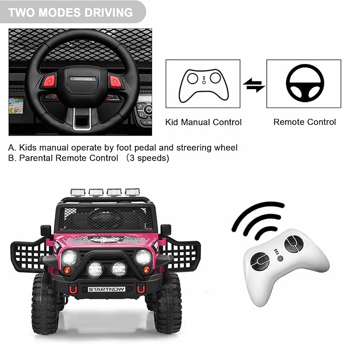 2-Seat Kids Ride on Truck Car, 12V Battery Powered Electric Vehicle - Image 4