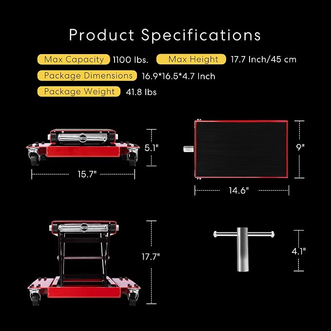 VIVOHOME 1100 Lbs Steel Wide Deck Motorcycle Lift ATV Scissor Lift Jack - Image 6