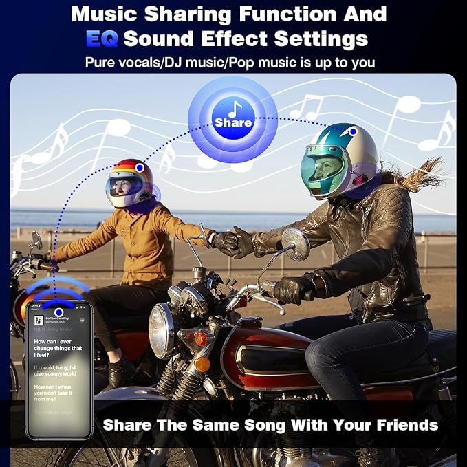 Motorcycle Helmet Headset, 8 Riders Intercom Headset Communication System - Image 3