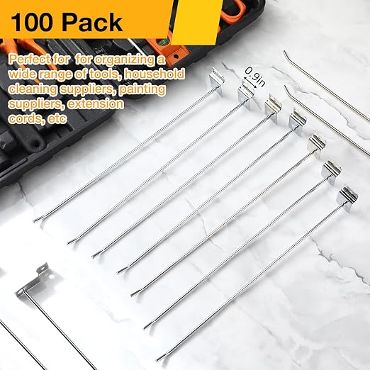 Moxweyeni 100 Pcs Heavy Duty Slatwall Panel Hooks Hanging Metal Slat Wall - Image 3
