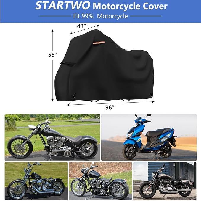 STARTWO Motorcycle Covers Waterproof Outdoor Storage Heavy Duty All Season - Image 2