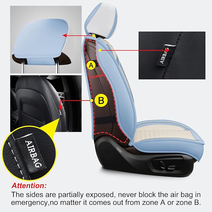 LINGVIDO Car Seat Covers, Breathable and Waterproof Faux Leather Automotive - Image 3
