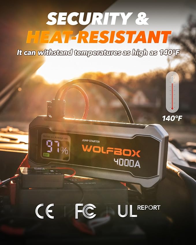 WOLFBOX 4000A Jump Starter, 12V Car Battery Jump Starter - Image 8