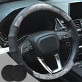 Wood Grain Steering Wheel Cover Gray Car Steering Wheel Covers 14.5-15 inch by Muamos